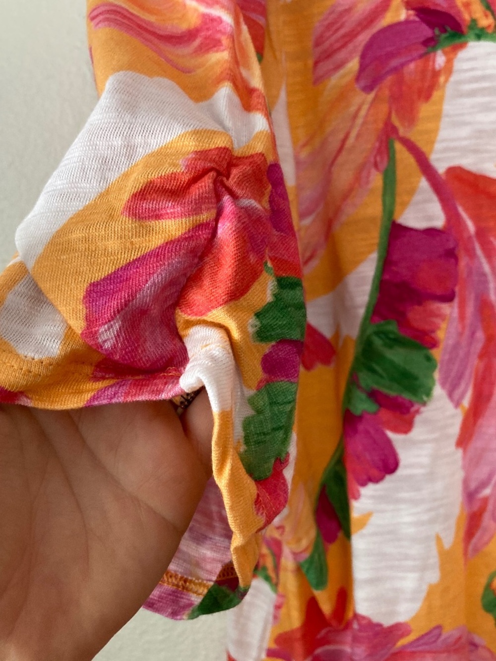 Chicos Colorful Floral Cotton Modal Top Size 3(XL) Ruching Summer Vacation - Picture 4 of 7